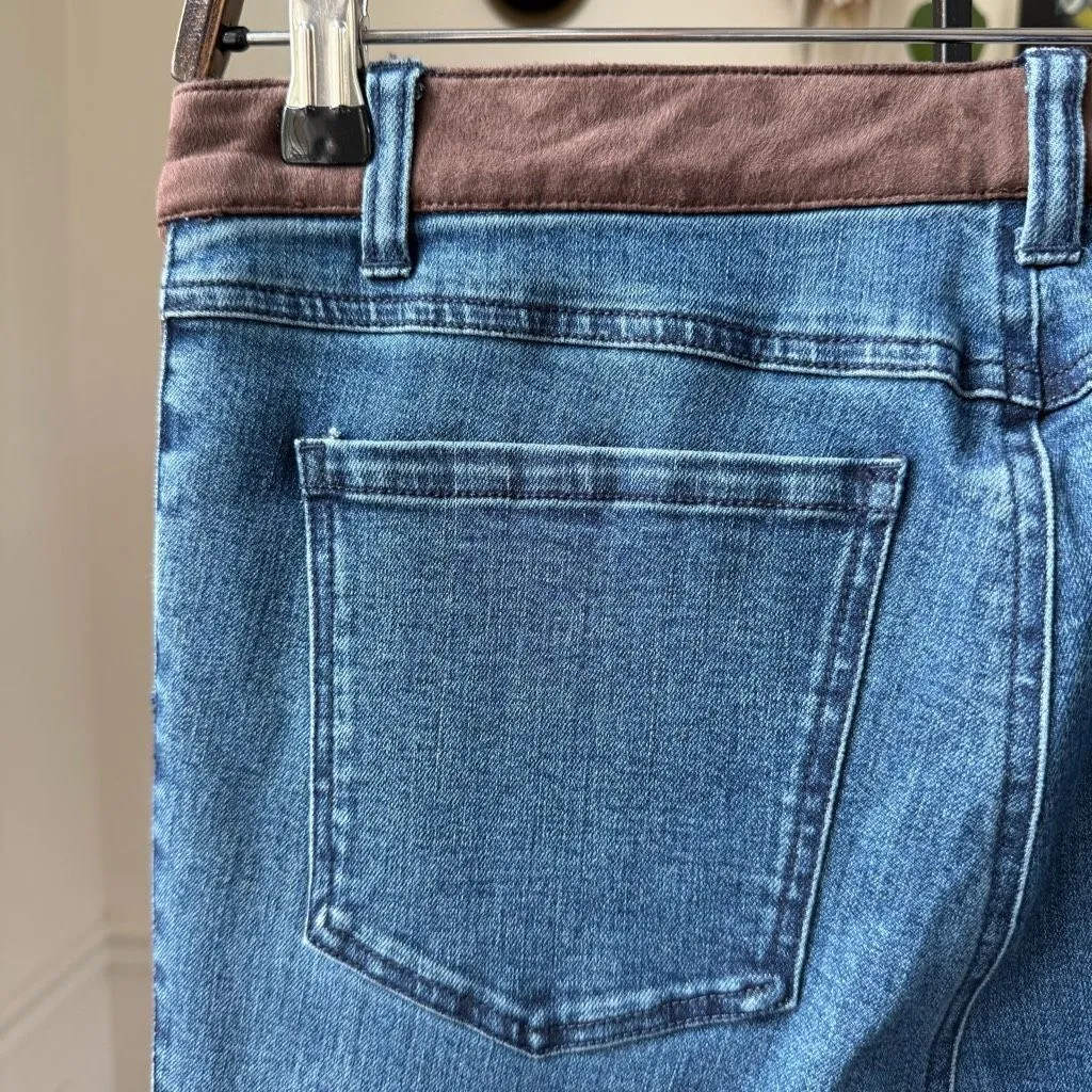 ECRU Designed Los Feliz Brown Moleskin Fabric Inset Jean In Vintage 28 - Image 10