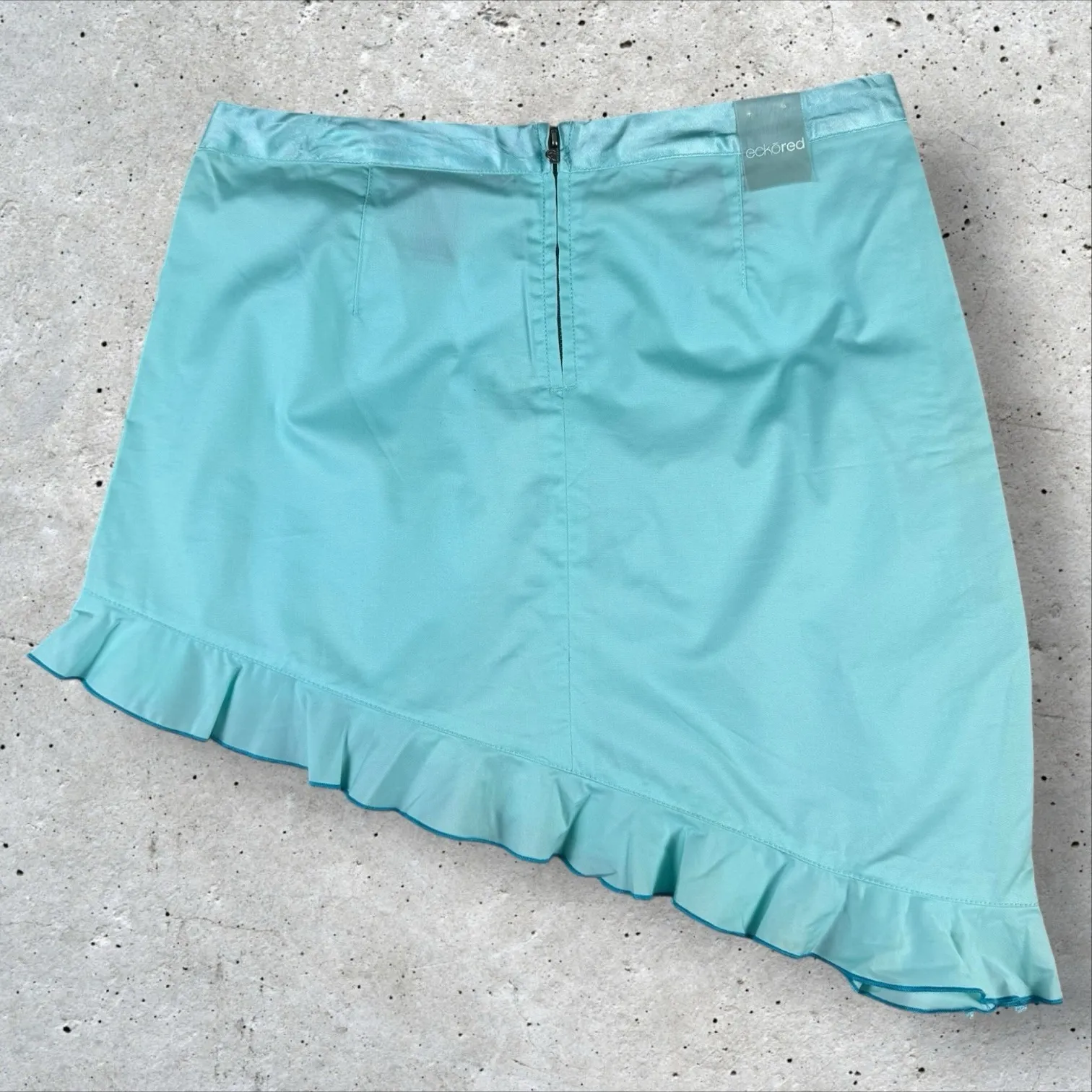 Vtg Y2K 90s Ecko Asymmetric Bias Hem Blue Mini Skirt‎ Fairycore Whimsical Sz 9 - Image 3