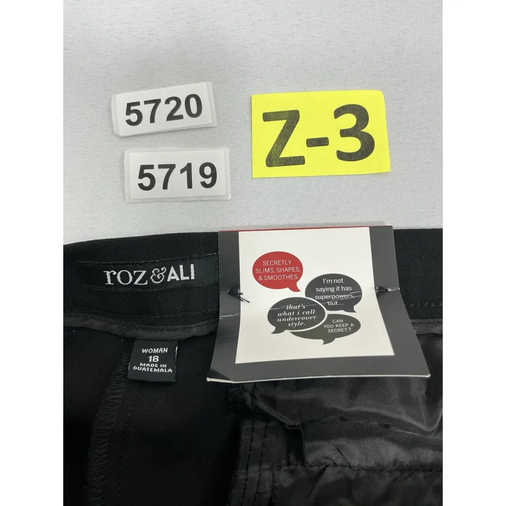 Womans Roz & Ali Dress Pants 18 W Black Tummy Control Short Straight NWT - Image 3