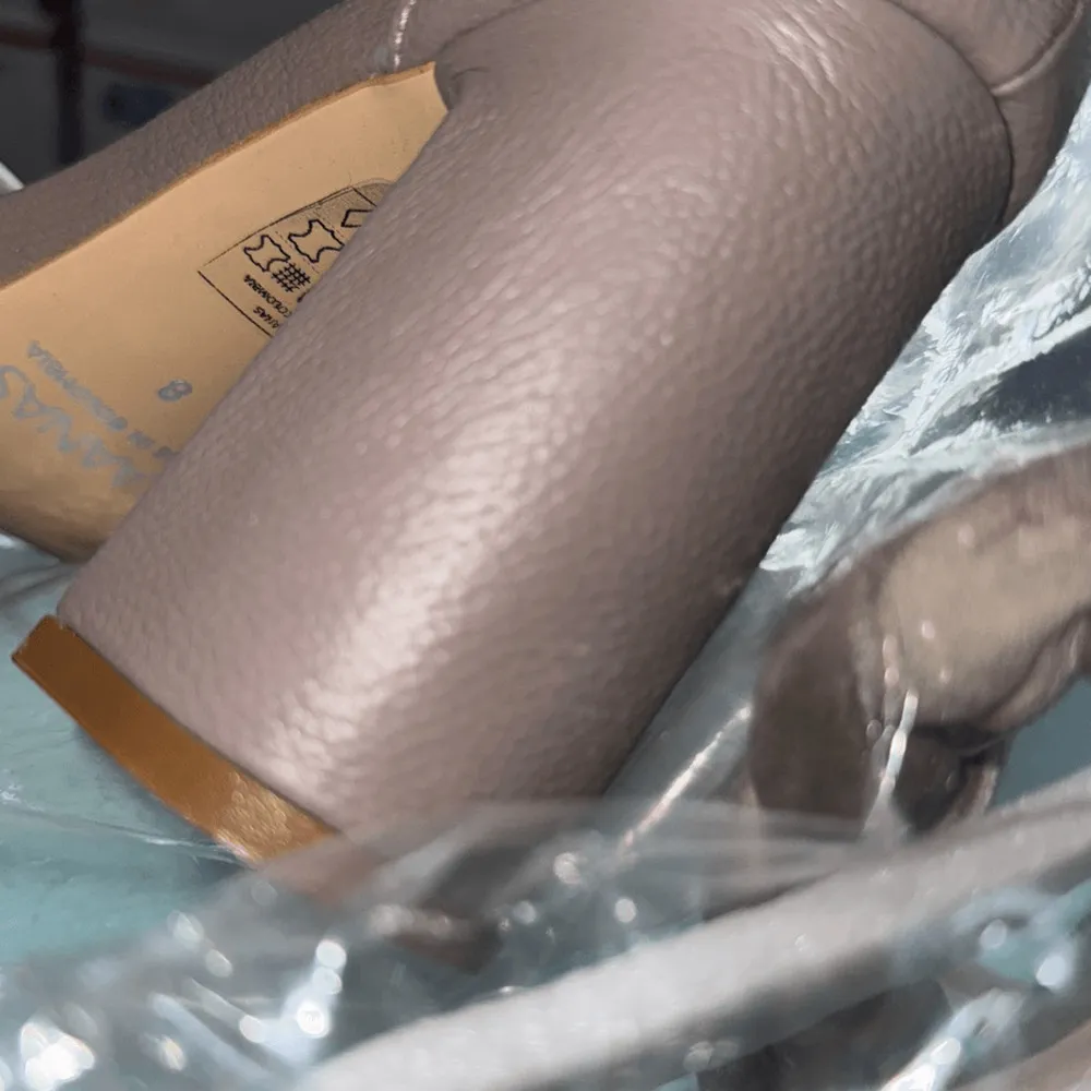 KAANAS Womens Soho Chunky Velvet Taupe Braid Heel With Ankle Tie Size 8 Tan - Image 4