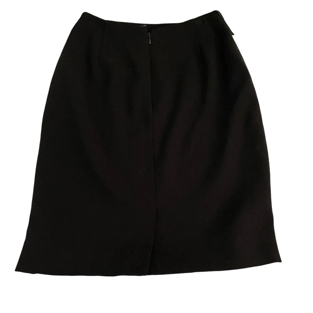 Donna Karen Womens Skirt Size 4 Pure Wool Black Slit Office Business Workcore - Image 2