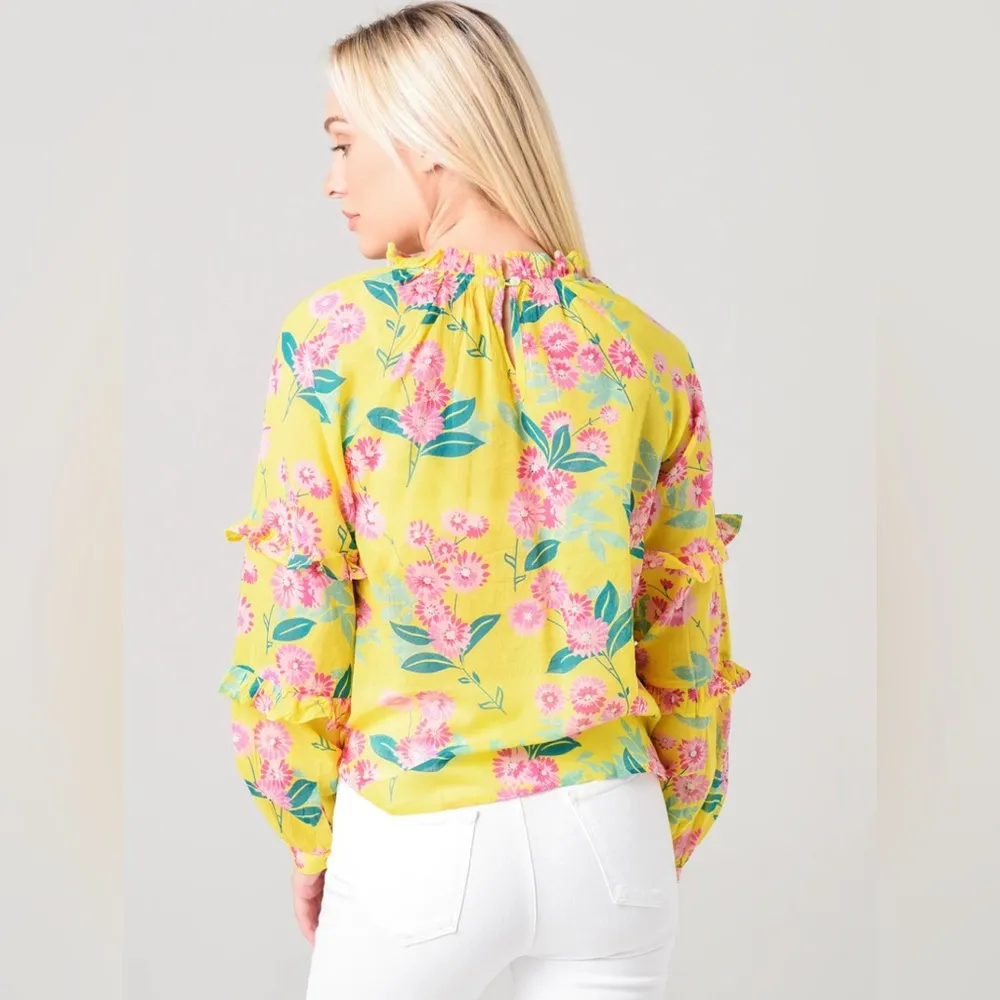 BANJANAN Berta Floral Long Sleeve Top - Image 3