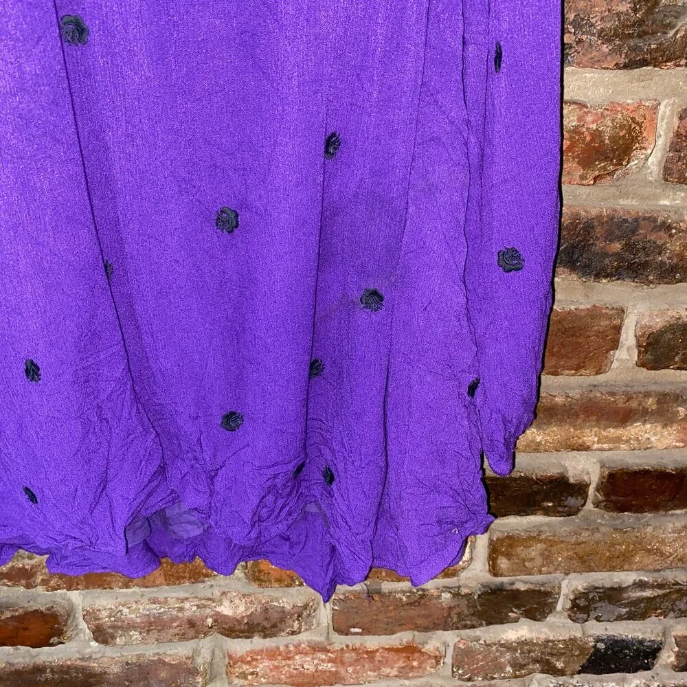 Denim 24/7 Purple Black Floral Embroidered Keyhole Open Back Sweater Women's 20W - Image 3