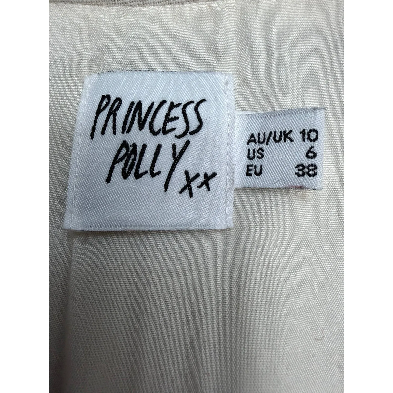 Princess Polly Linen Blend Belted Romper‎ Beige Short Sleeve US 6 - Image 5