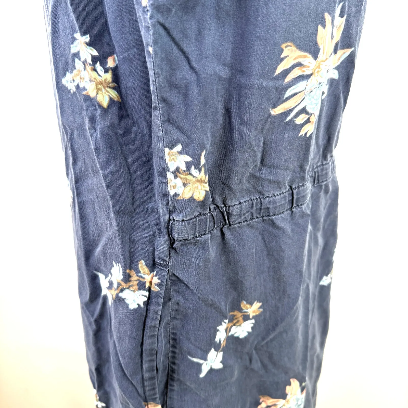 Patagonia Navy Blue Floral June Lake Tencel Shift Dress Size Small - Image 4
