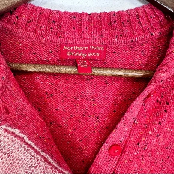 Northern Isles Pink Ruffle Knit‎ Cardigan Frilly Delicate Grannycore Cottagecore Size M - Image 2