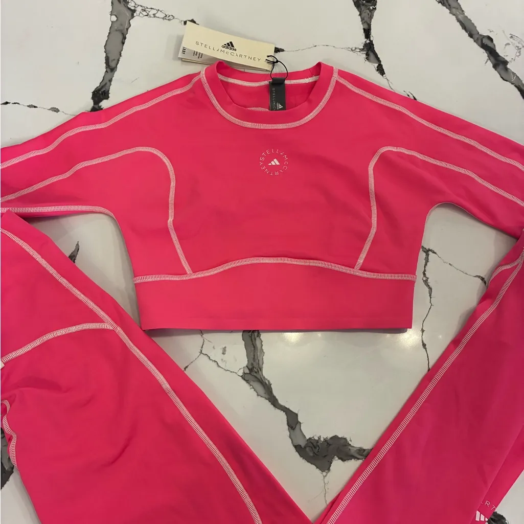 Stella McCartney Pink Athletic Crop Top and leggings set XS NWT - Image 7