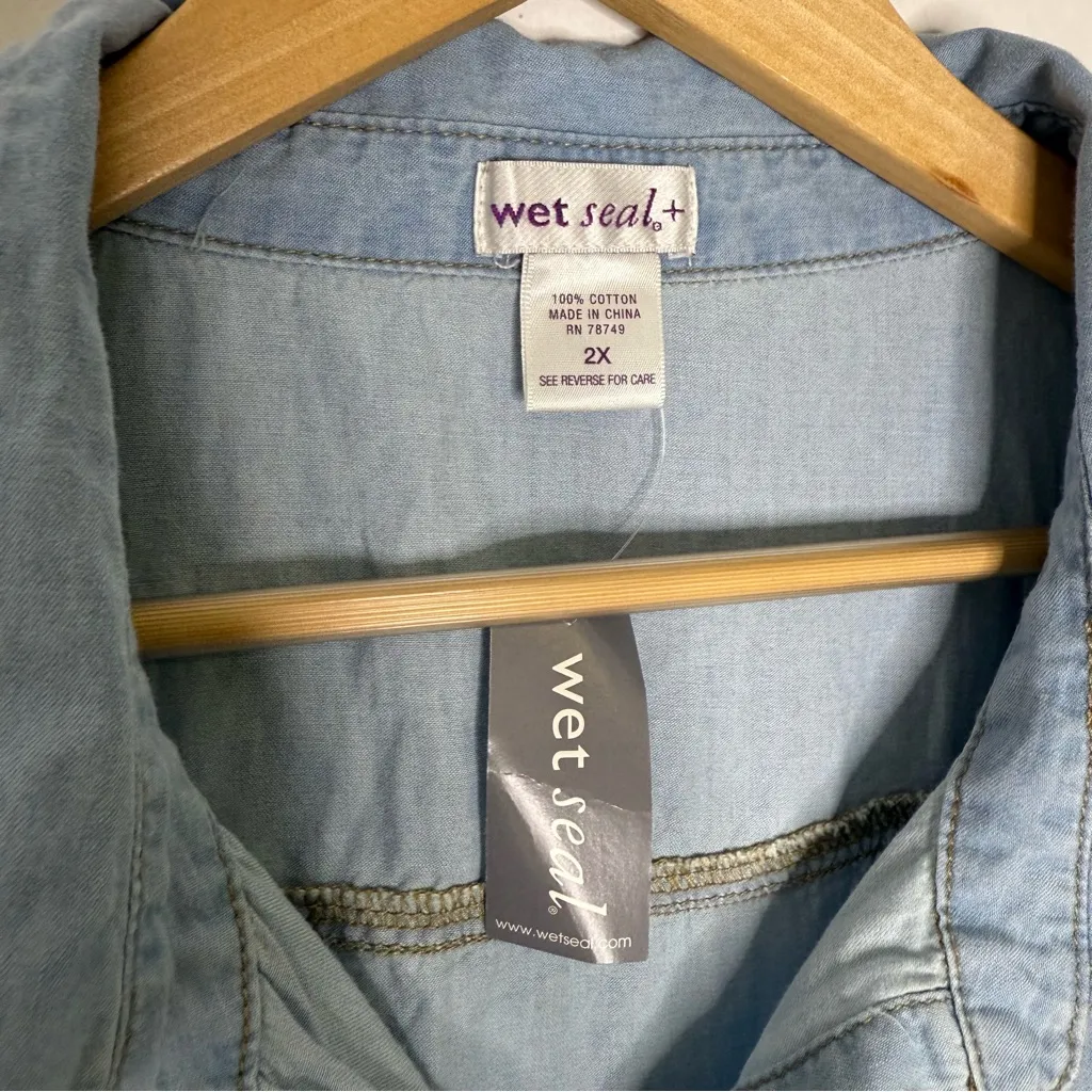 Vintage Wet Seal+ Sleeveless Chambray Denim Shirt Dress – Size 2X NWT Rare - Image 5