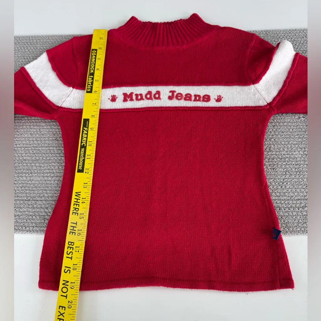 Vintage 80s Mudd Jeans Red White Stripe Ramie Cotton Mockneck Fitted Sweater M Size M - Image 9