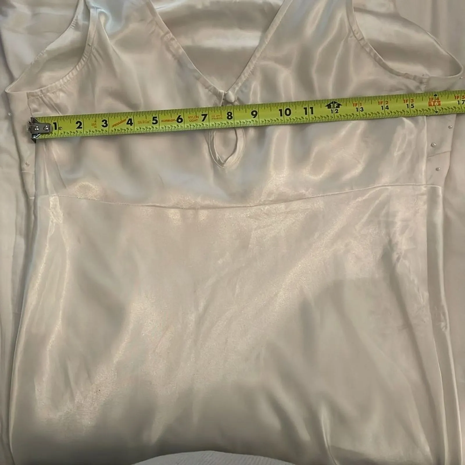 Victoria's Secret VTG White Satin Pearl Beads Bridal Nightgown Slip Dress Medium - Image 6