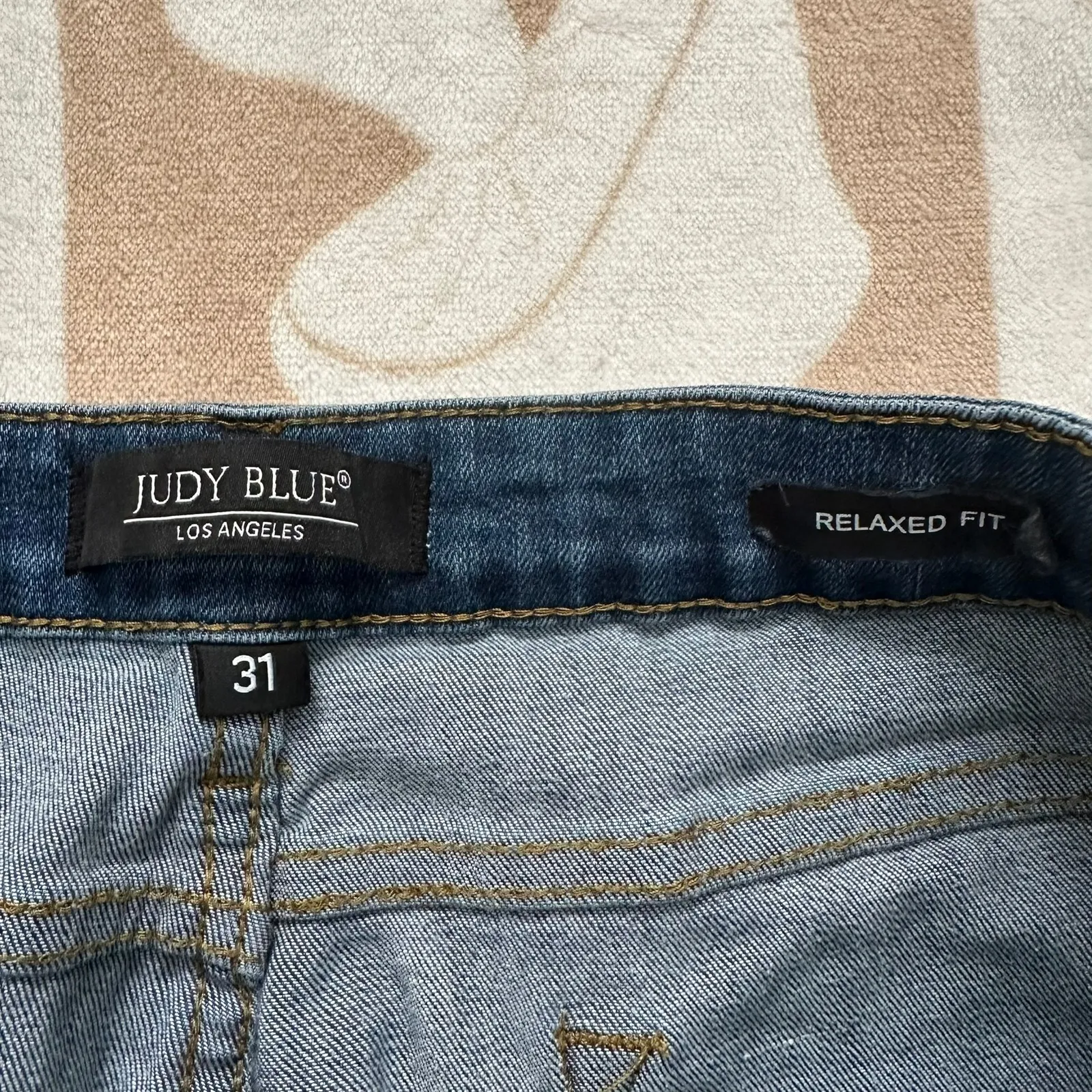 Judy Blue Distressed Relaxed Fit Jeans Medium Wash Denim Size 31 - Image 11