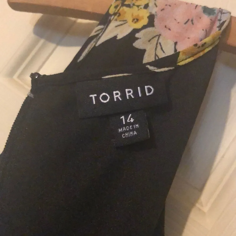 Torrid Black Floral Midi Sleeveless Dress Layered Skirt 14 - Image 13