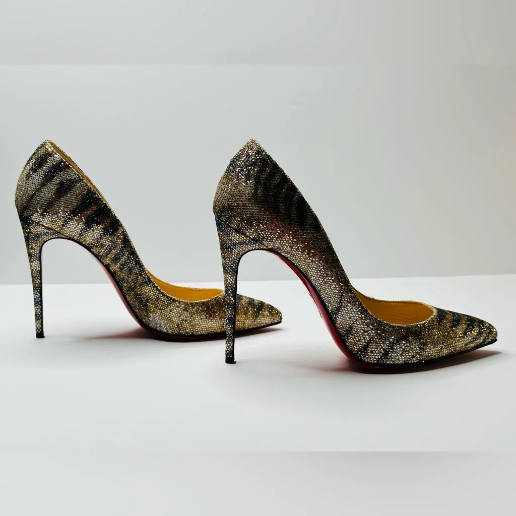 Christian Louboutin Pigalle Follies Glitter Sirene Stiletto Heels Shoes Size 37 - Image 5