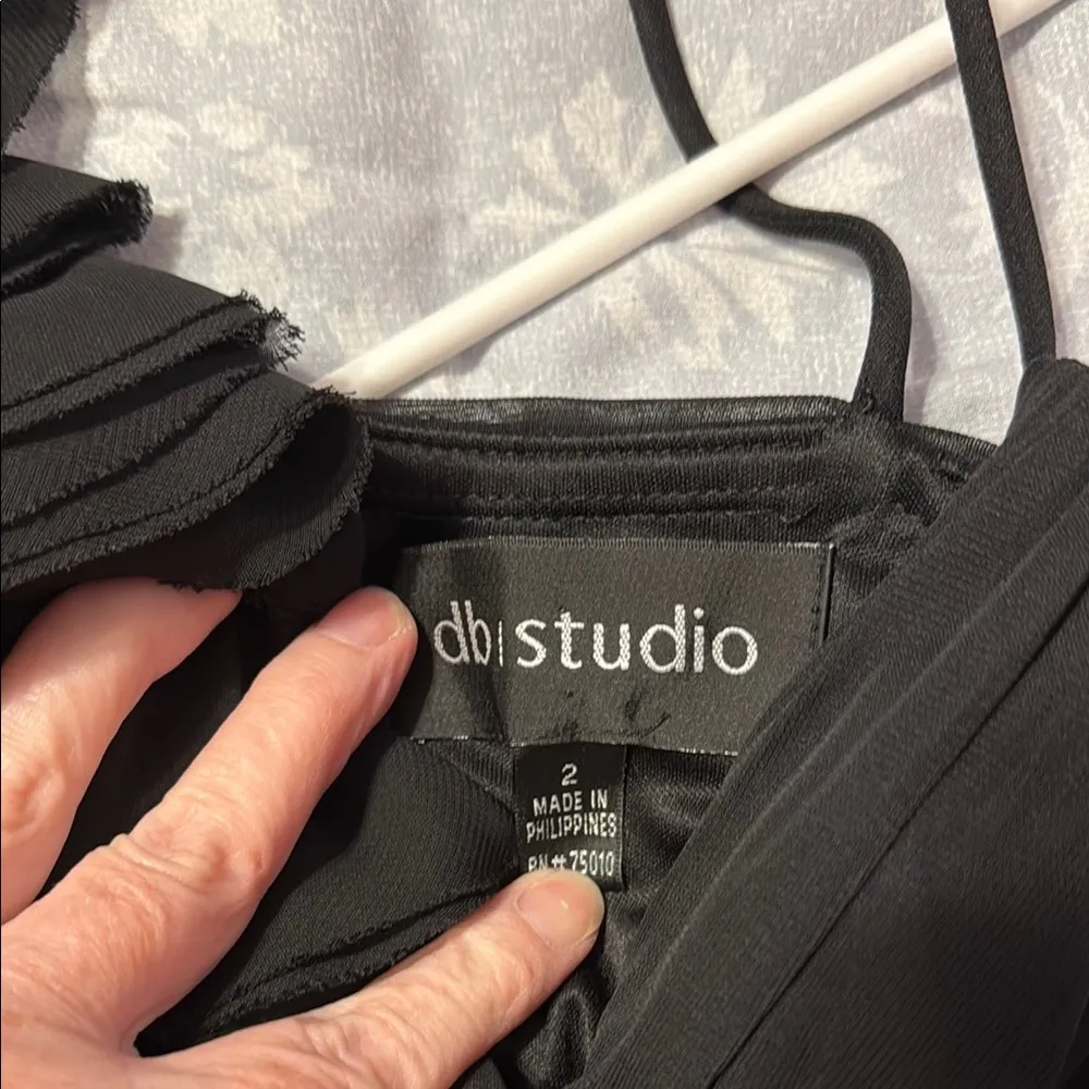 Black one Shoulder Ruffle long dress Size 2 - Image 6