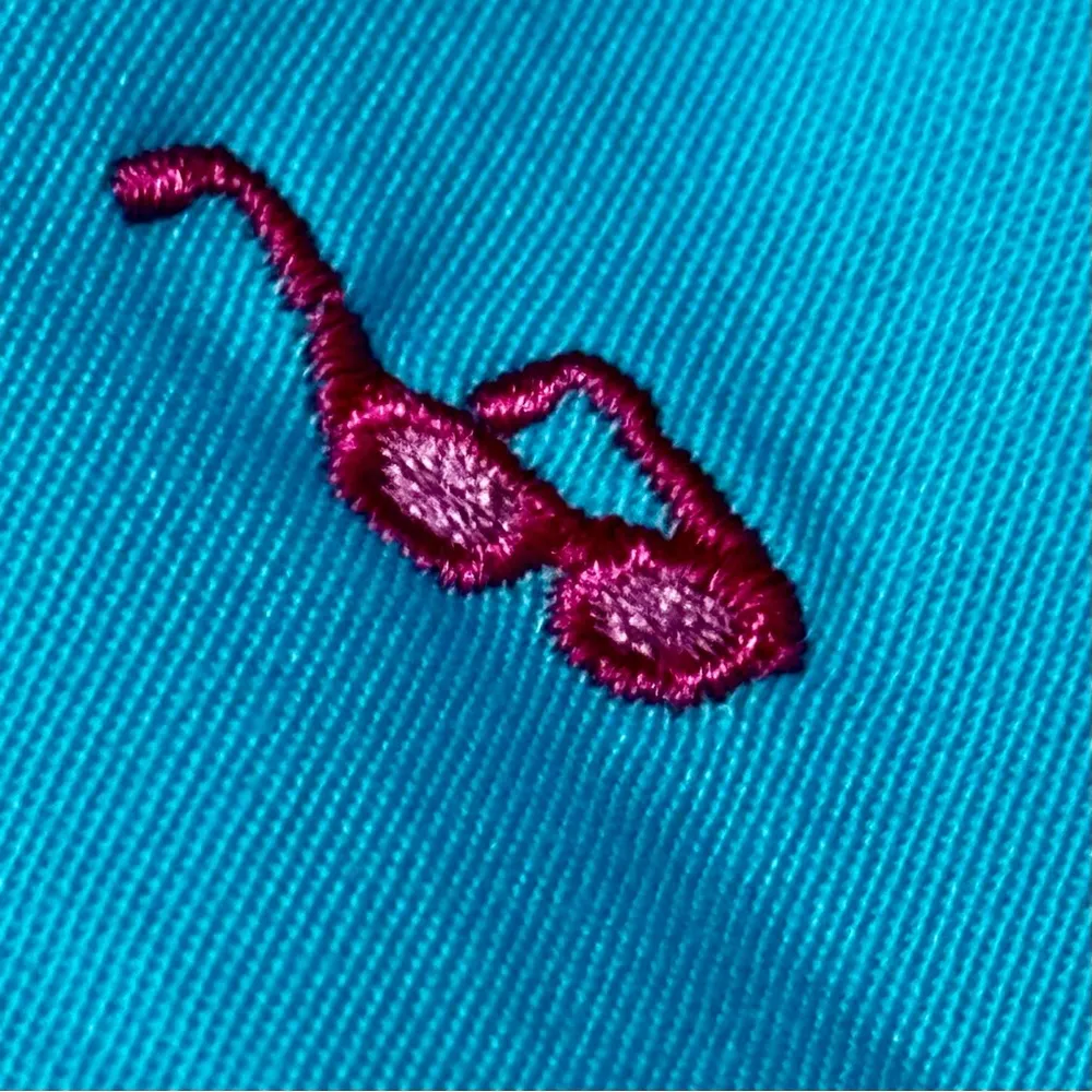 Rafaella Women Bright Blue Pants with Embroidered Sunglasses Cuffed Hems Vacay - Image 4