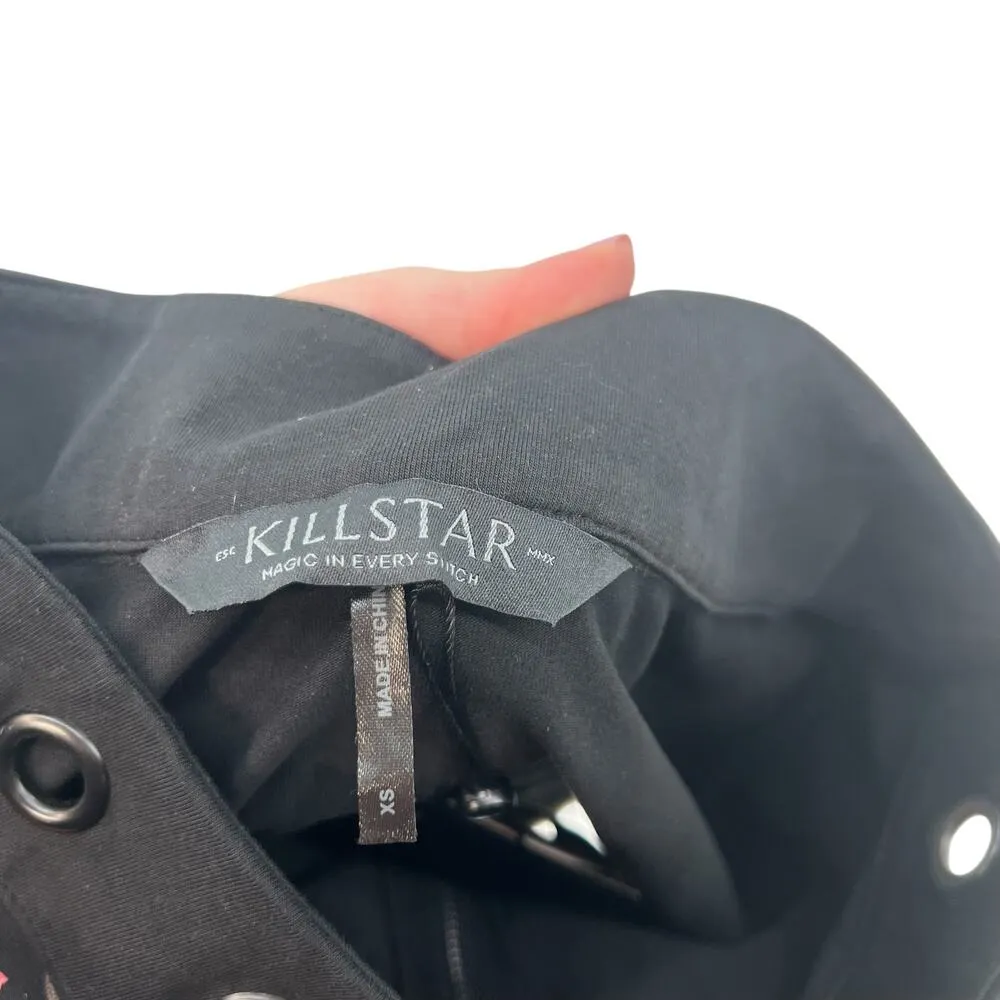 Killstar Cottage Chorus Skirt Cotton Black Pink Floral Print Mini‎ Goth Size XS - Image 9