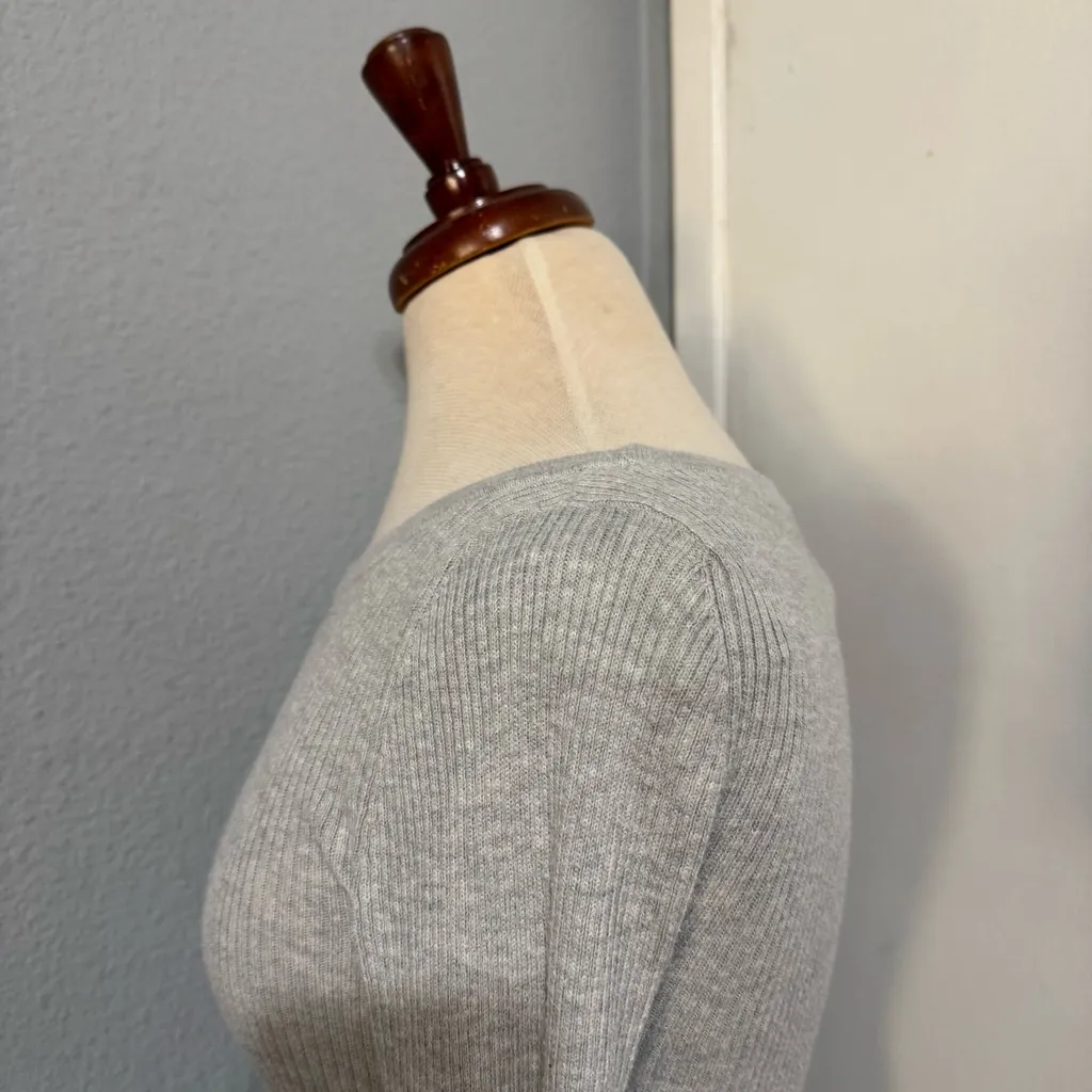 American Eagle Outfitters Women Light Gray Long Sleeve Fit & Flare Dress Size S - Image 8