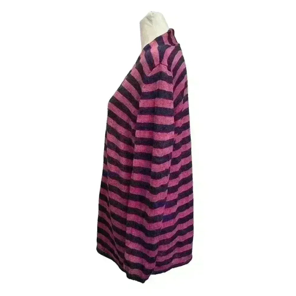TALBOTS Pink & Blue Stripe Linen Knit Long Sleeve Open Cardigan Sweater Size 1Xp - Image 2