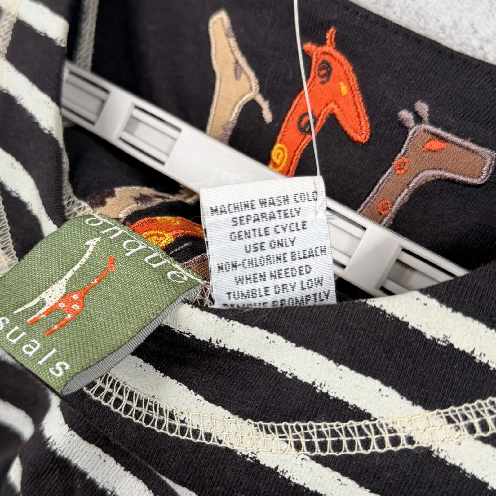 Onque Casuals Baby Tee Vintage 90s Giraffe Striped Small Black White Nautical - Image 6