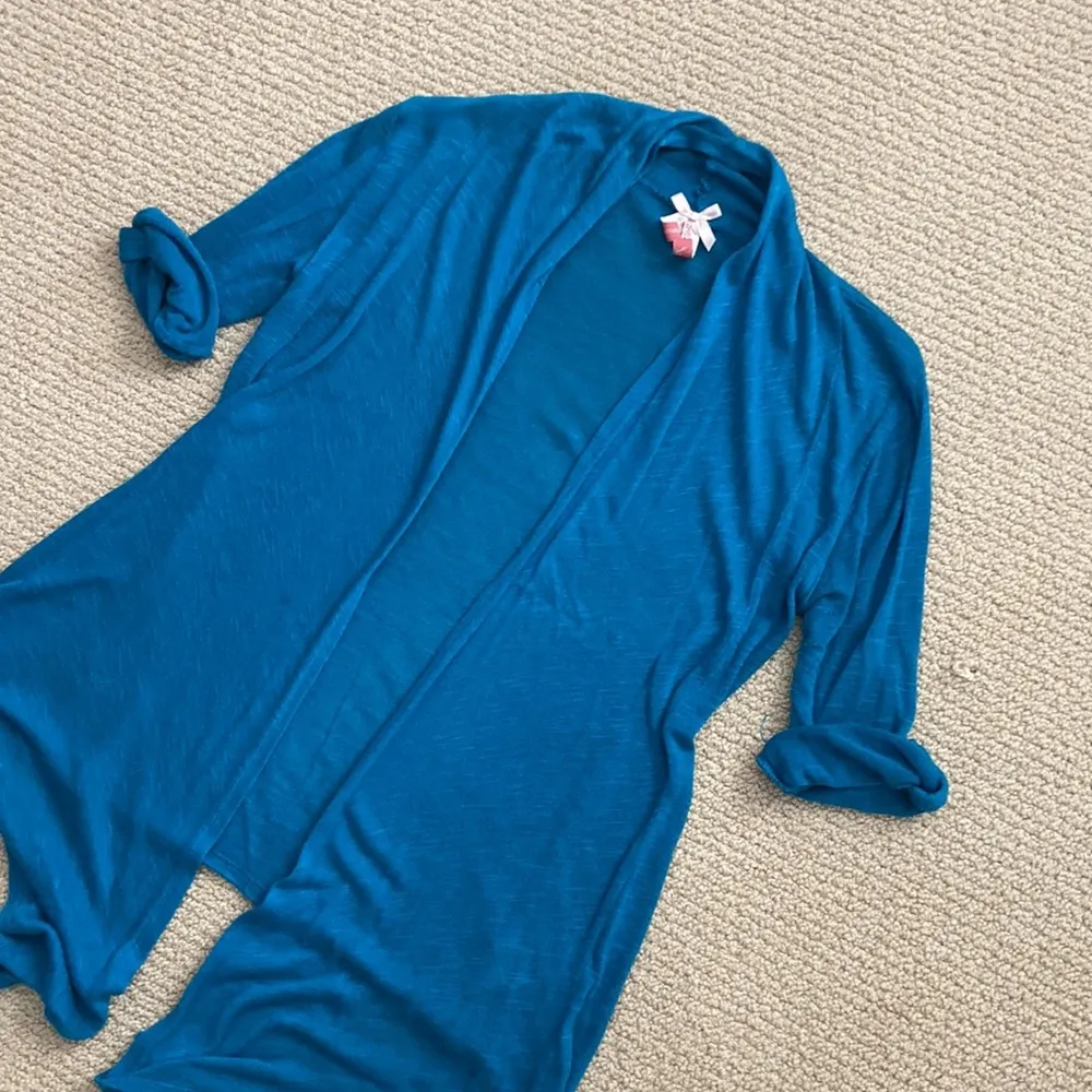 Derek Heart Y2K Cardigan Teal Blue Ultra Soft Bella Swan Size XS Flowy Stretch - Image 2