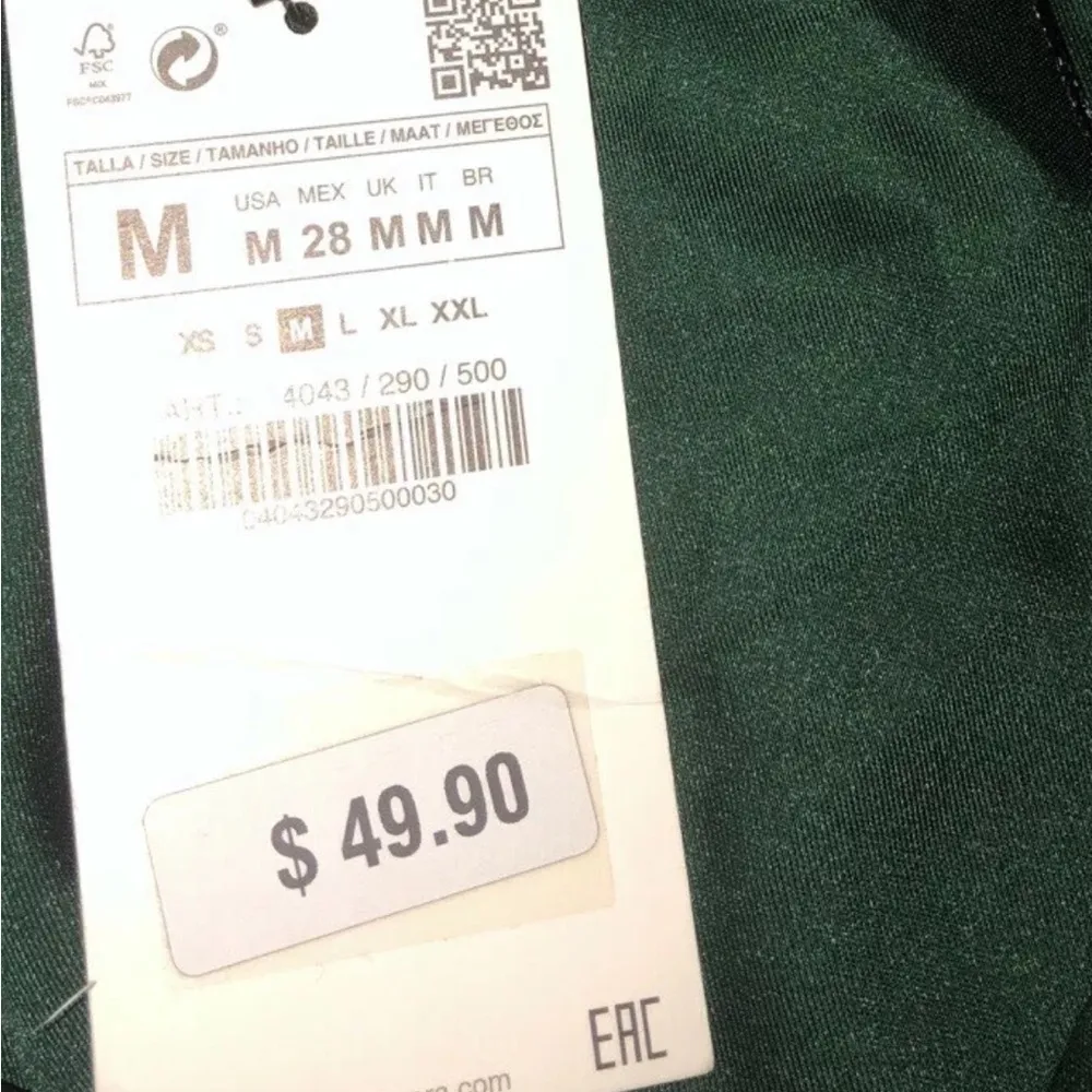 Green Polka Dot Top tie back‎ neck women’s top Zara sz medium - Image 6