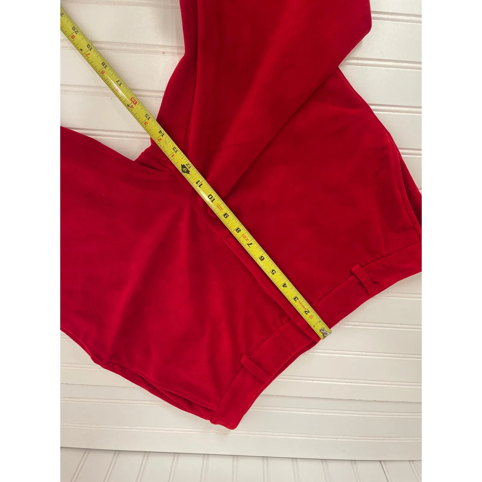 MAISON D’AMELIE Red Velvet High Waist Boot Cut Pants Career Womens Size 12 - Image 3