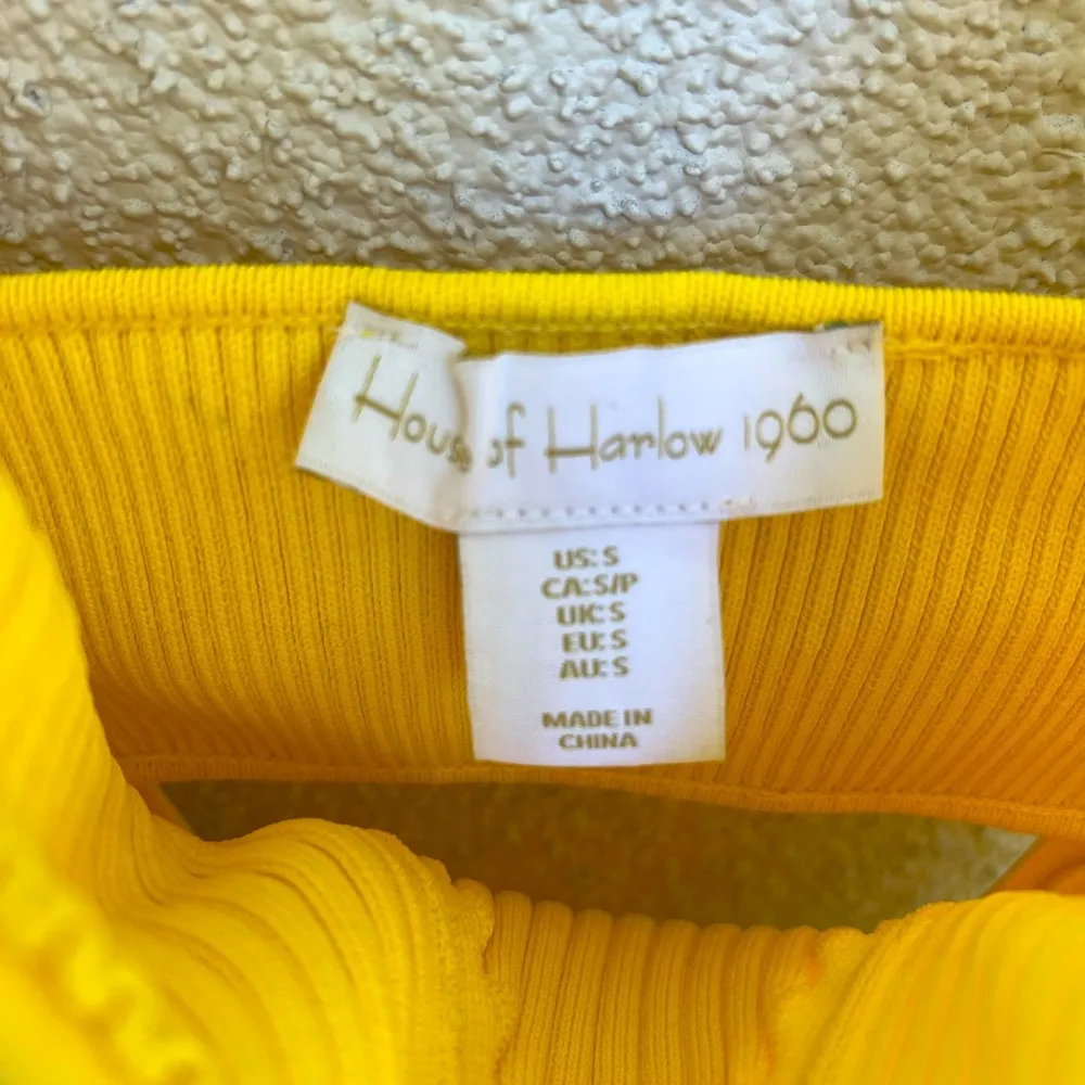 NWOT Revolve x House of Harlow 1960 Lemon Striped Ribbed Beaded Midi Dress small Yellow - Image 5
