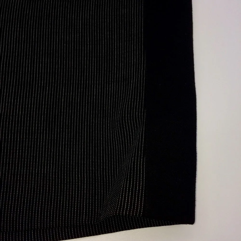 Akris Pinestriped Knee Length Pencil Skirt with Solid Black Side Panels - Image 7