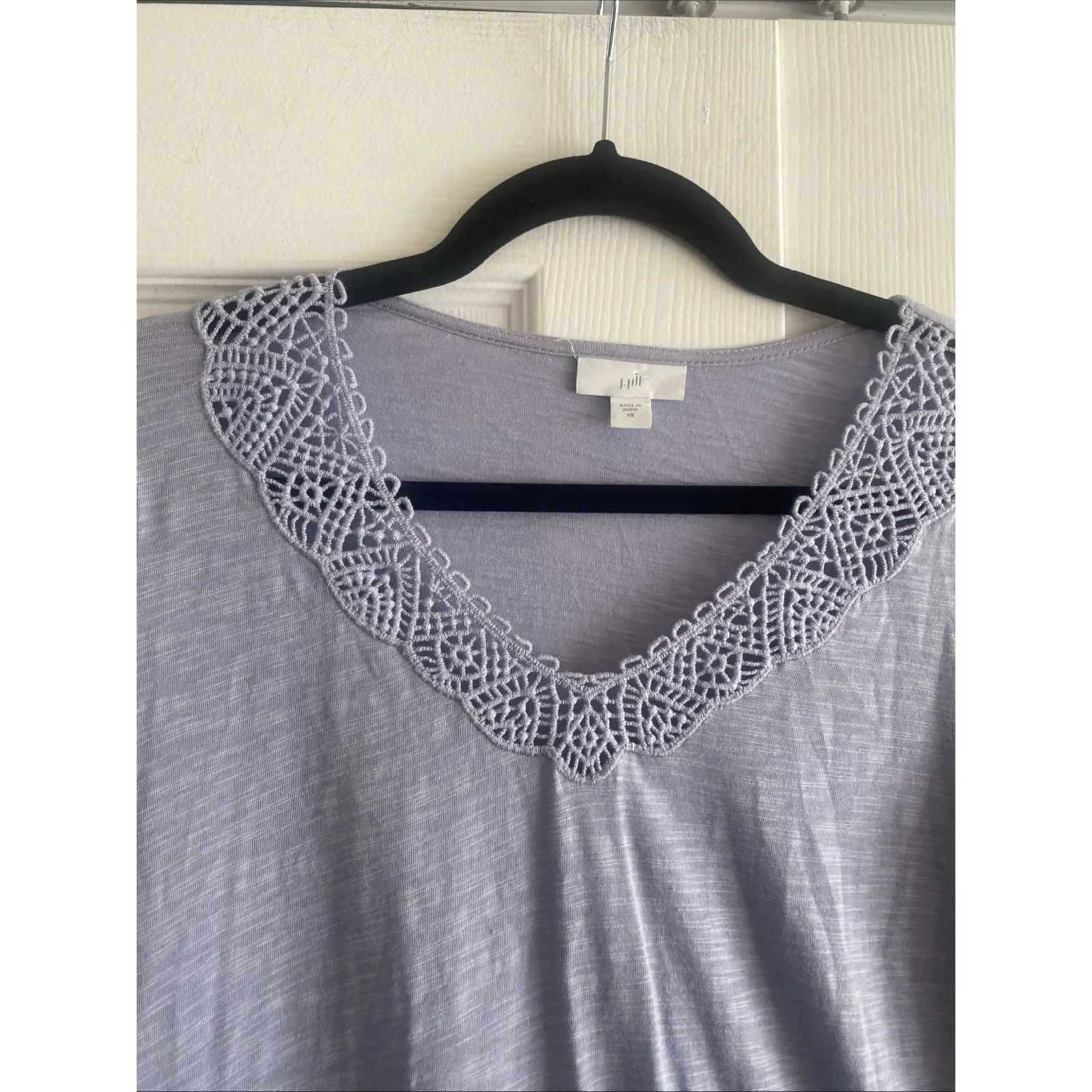 J Jill Womens XS Purple Top V Neck Lace Long Sleeve - Image 4