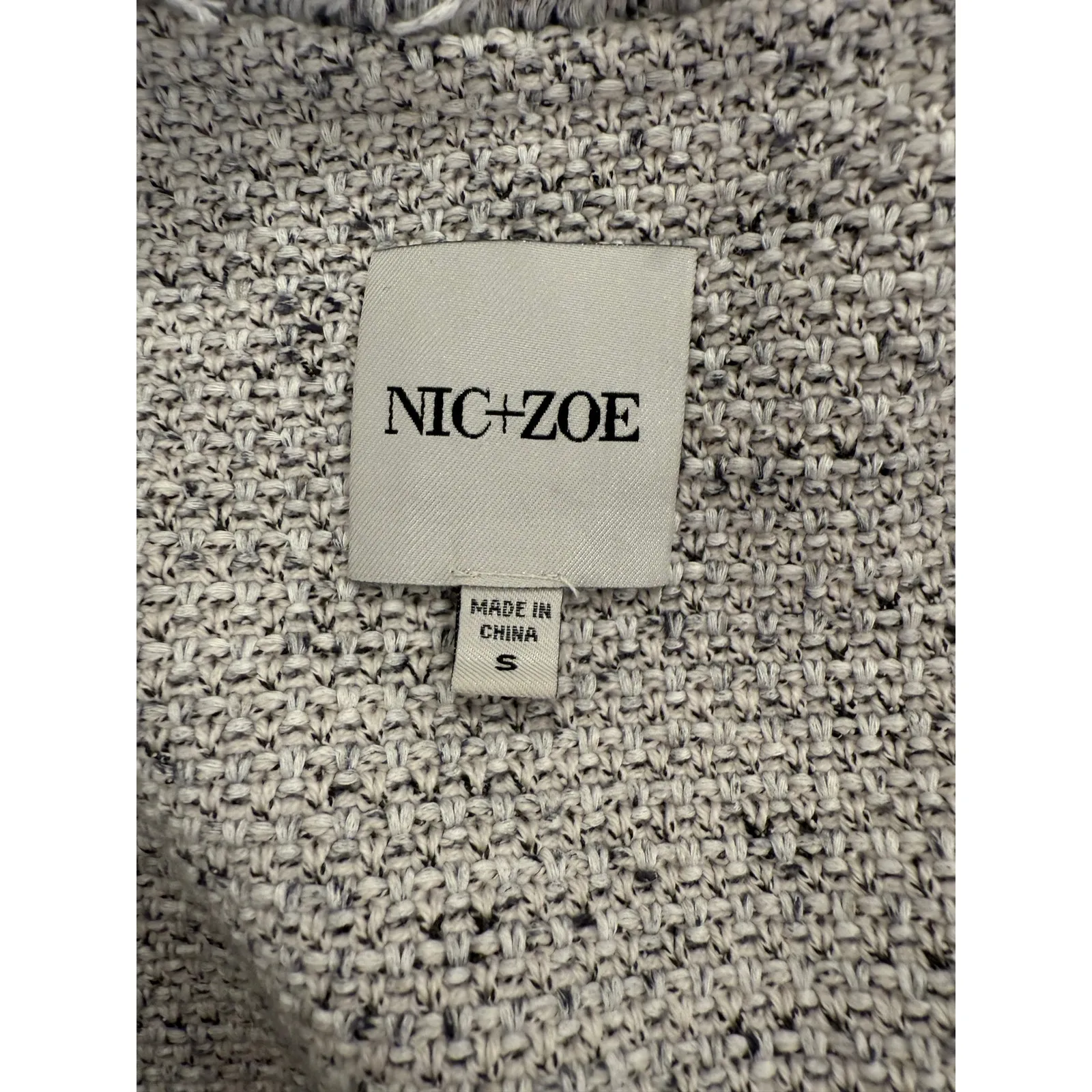 Nic + Zoe Fringe Trim Open Front Cardigan Blazer Gray Women's Size Small - Image 6