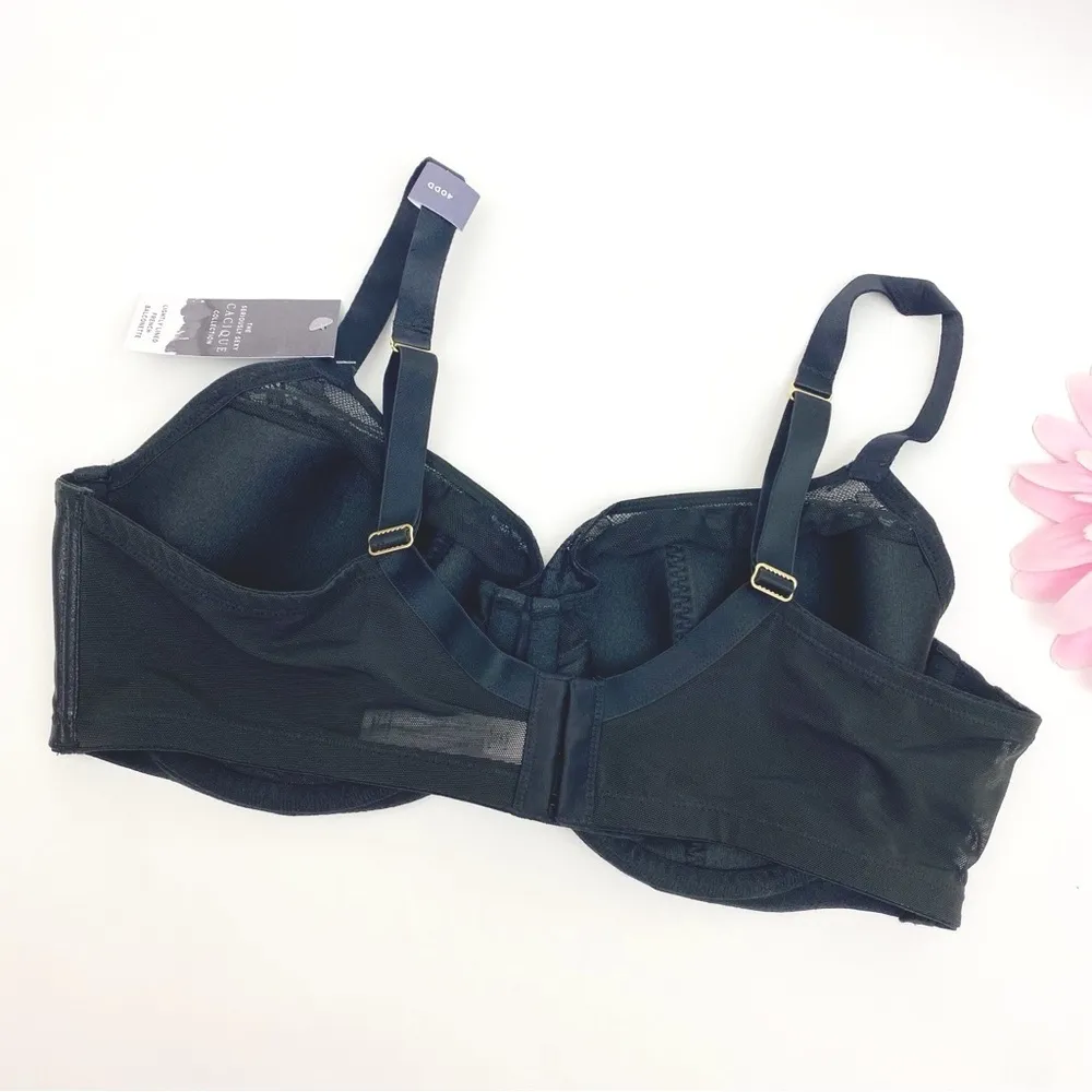 Cacique Lightly Lined French Balconette Bra Lace Pewter Black Shine 40DD - Image 2