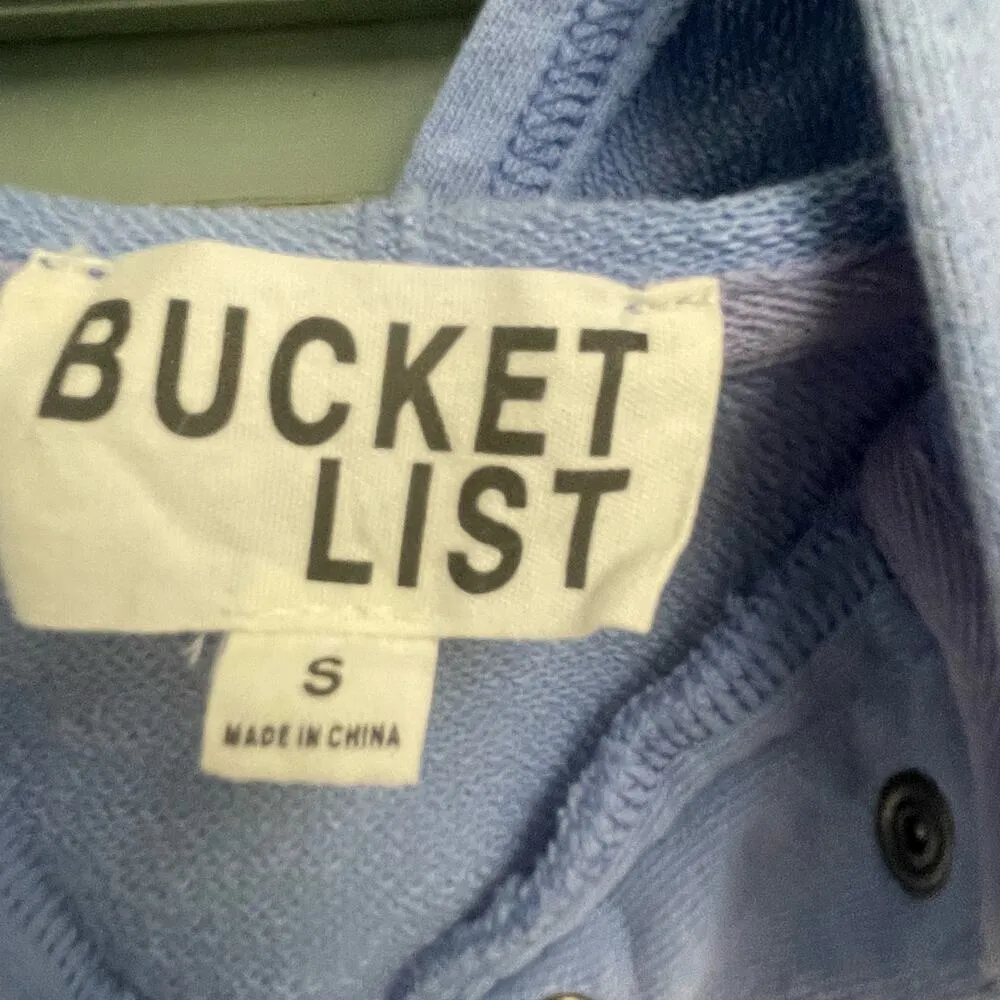 Bucket List Size Small Washed French Terry Hoodie Oversized Light Blue - Image 3