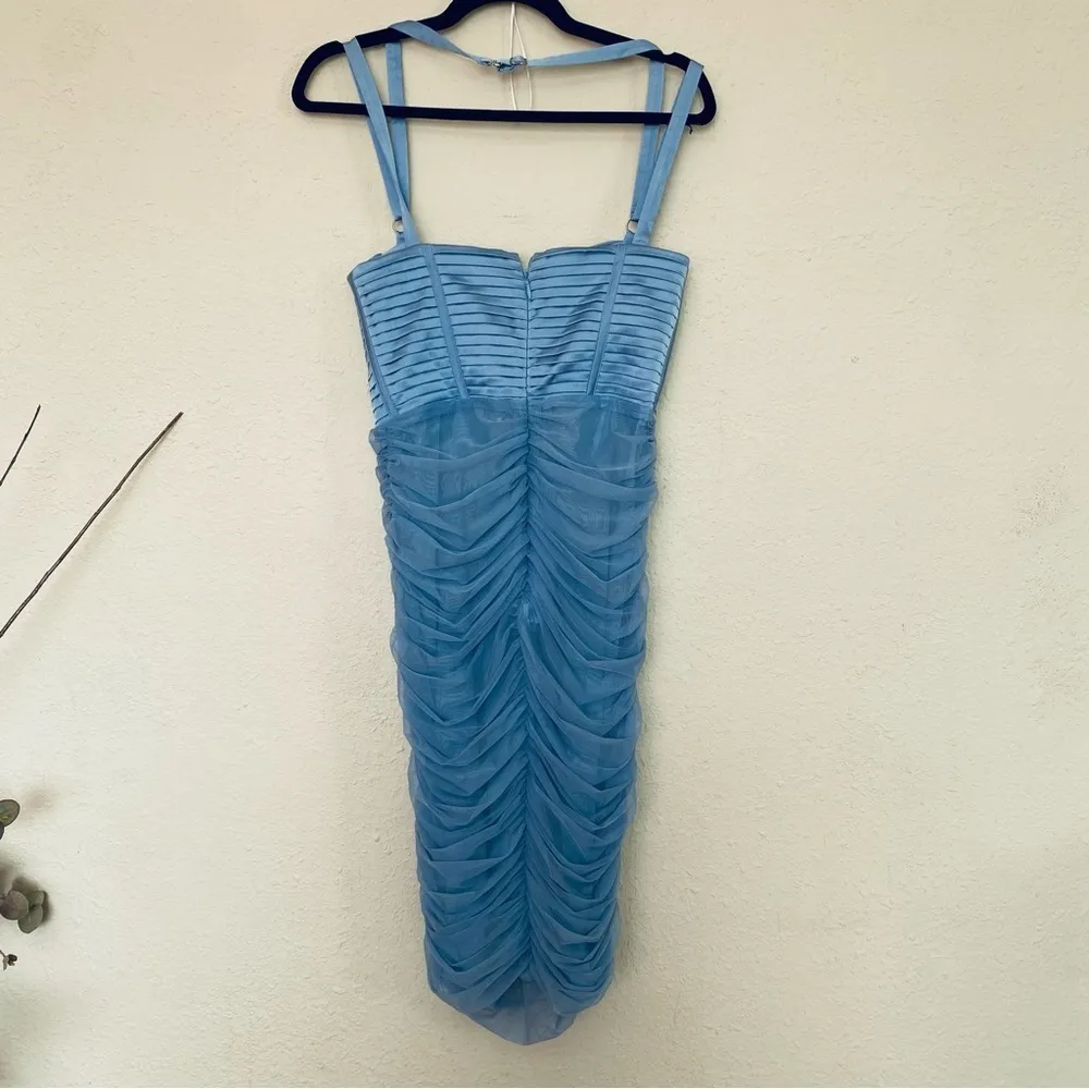 House of CB‎ ‘Josephine’ Baby Blue Pleated Corset Midi Dress NWOT size M - Image 6