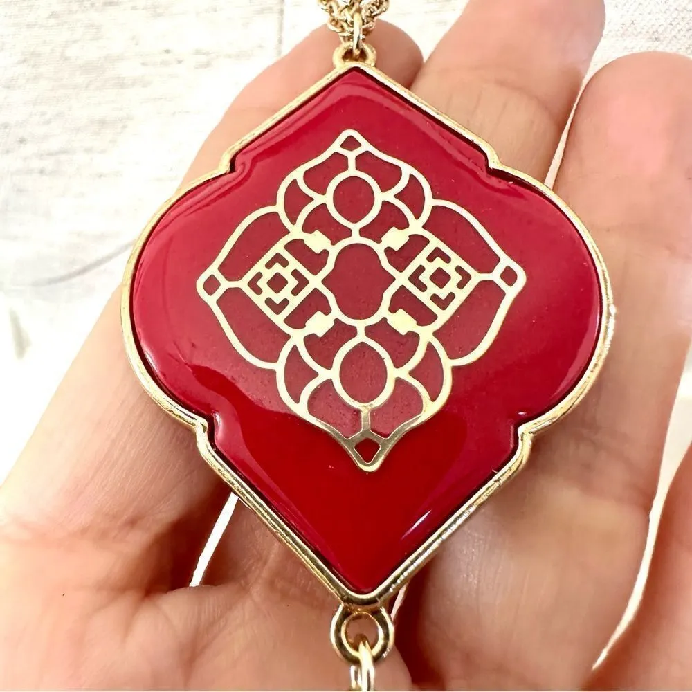 Charming Charlie red and gold tone tassel necklace - Image 3