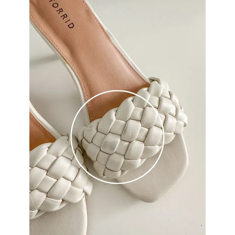 Torrid Bone Woven Toe Strap Mule Heels in Extra Wide - Image 9