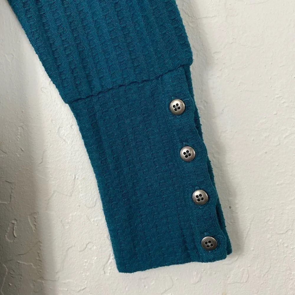 Chaser Teal Thermal Button Sleeve Pullover Sweater - Image 5