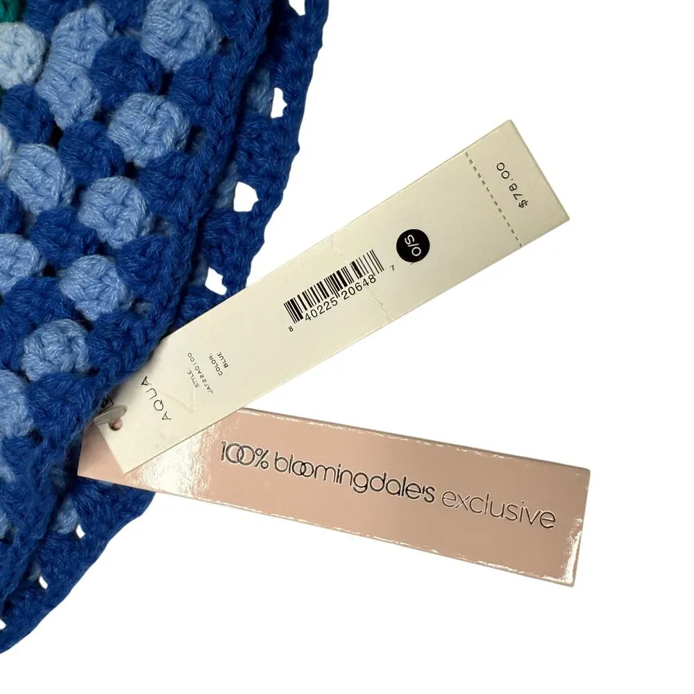 Aqua Acrylic Granny Square Crochet Bucket Beanie Hat Blue Green Cozy Festival - Image 4