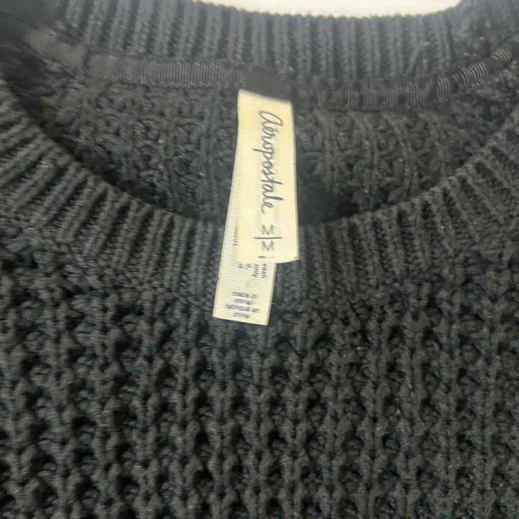 Aeropostale Black Multi Knit Crew Neck Sweater Size M Y2K - Image 8