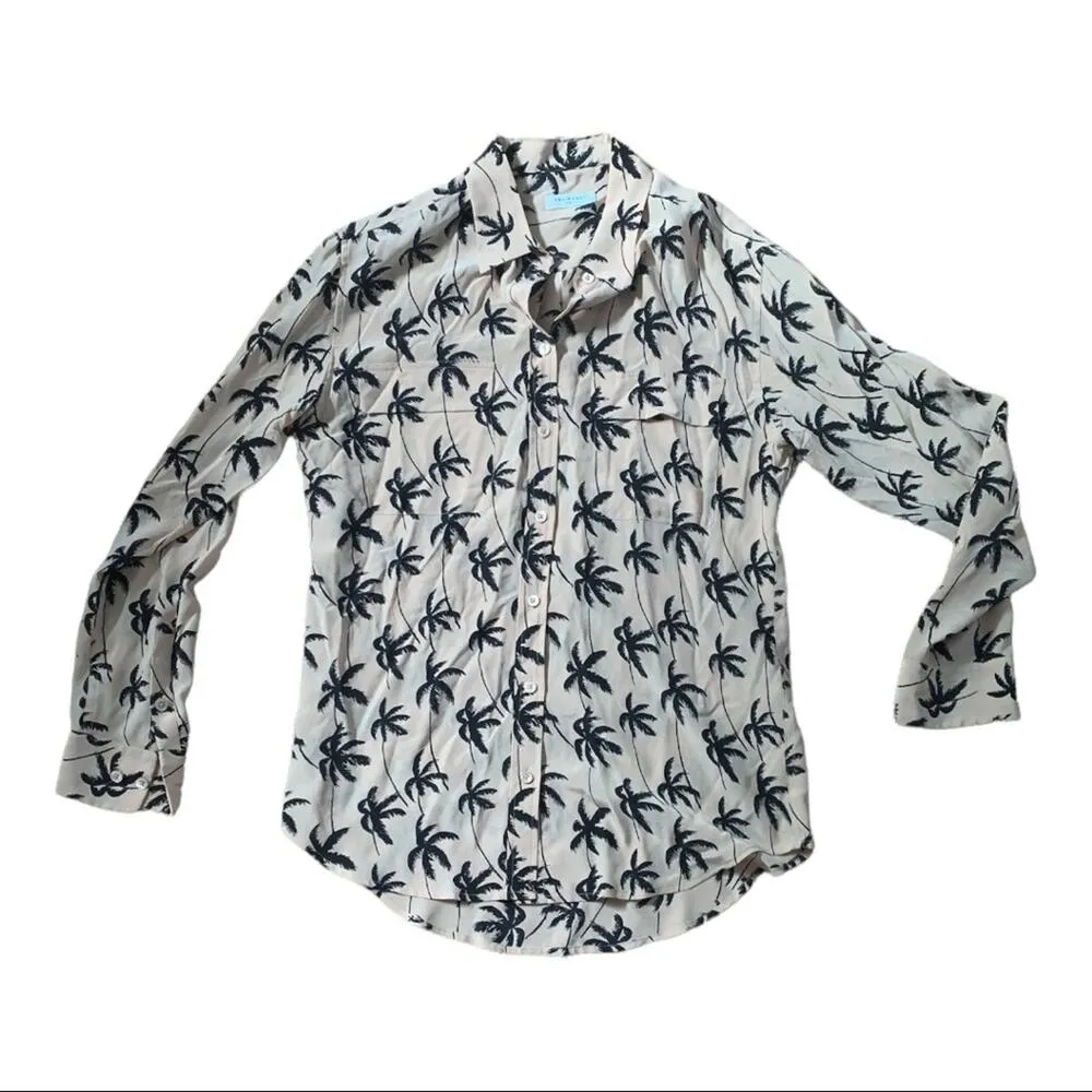 Equipment femme silk button down palm trees mauve size small - Image 2