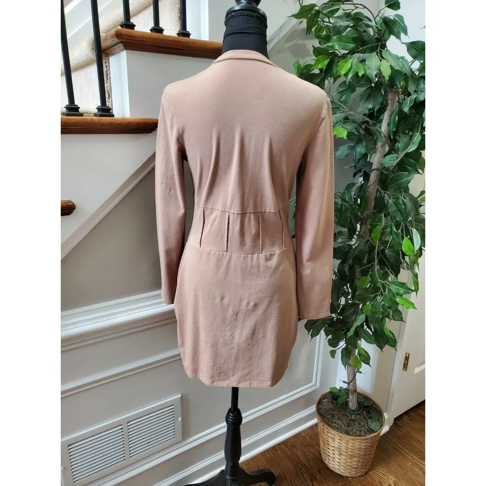 Shein Women's Tan Cotton Long Sleeve Crew Neck Knee Length Casual Dress Size L - Image 7