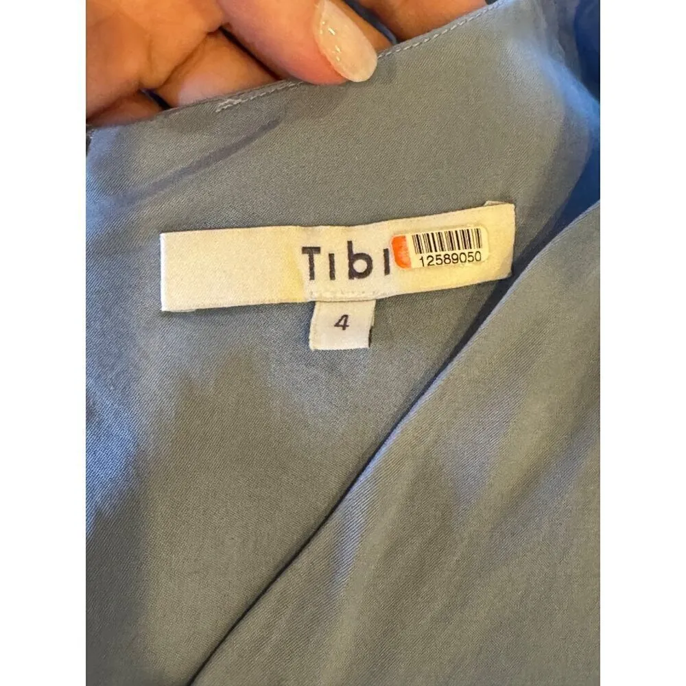 Tibi‎ Jumpsuit Women 4 Blue Tie Waist Sleeveless Boho Cottagecore Ruffle Hem - Image 10