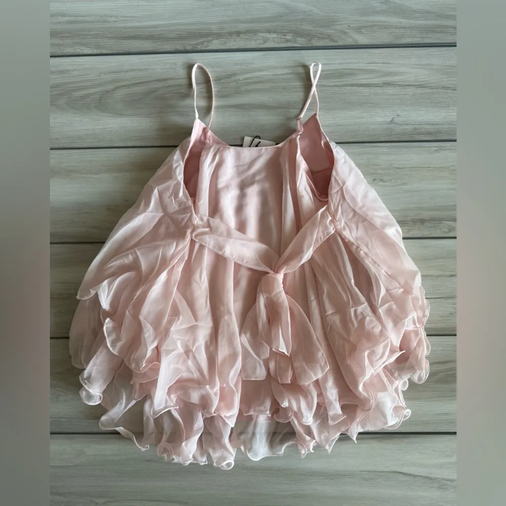 CIDER Ruffle Hem Knotted Layered Cami Top Pink XS NWT IN PACKAGE - Image 6