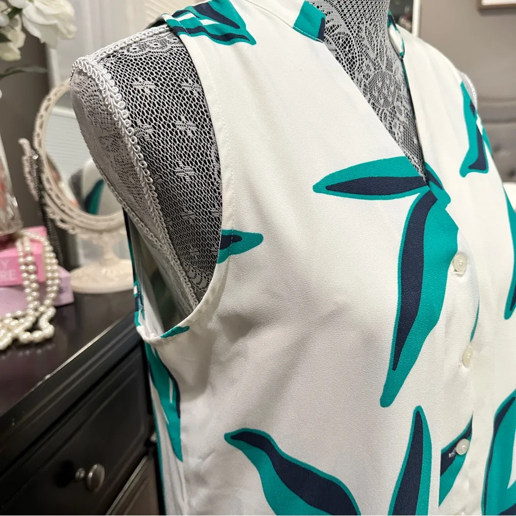 Nine West Tropical Green Leaf Sleeveless Ruffle Hem Mini Dress |Size Small (NWT) - Image 5