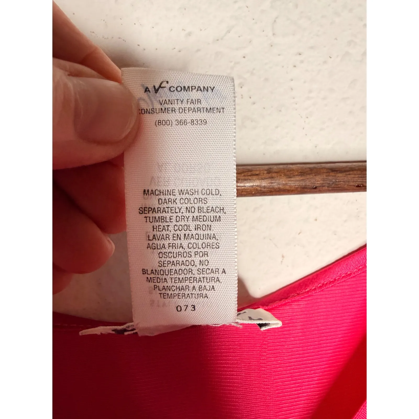 Vanity Fair Nightgown Sleep Dress Pink Nylon Lace Trim V Neck Sleeveless Sz M - Image 6