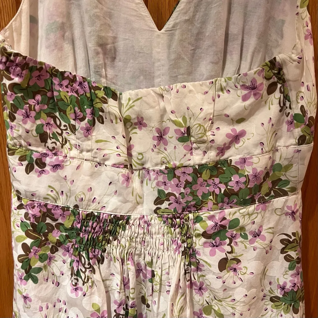 Anthropologie x Anna Sui Hidden Grove Floral Silk Ruched Halter Dress Size 8 - Image 14