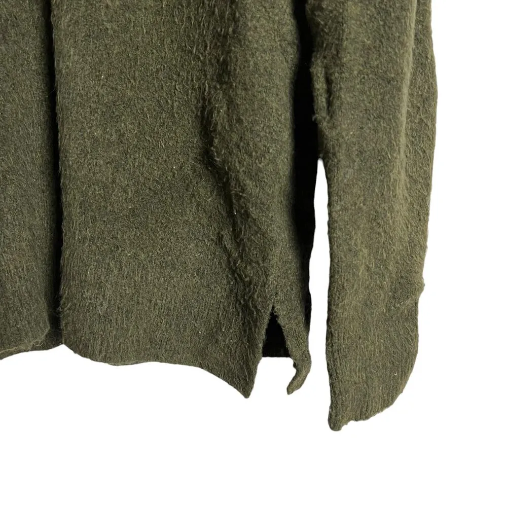 J.Crew Green Extra Soft Knit Long Sleeve Split Collared Neck Pullover Sweater S - Image 5