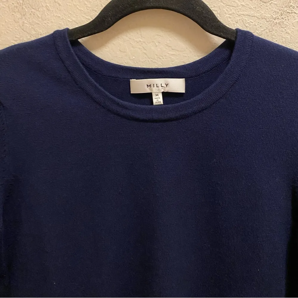 Milly Navy Blue Cutout Flare Sleeve Pullover Sweater Size M - Image 7