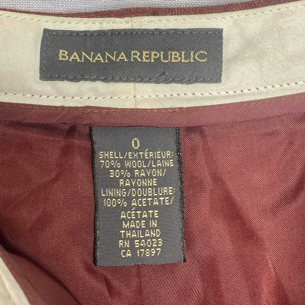 Banana Republic Deep Blush Burgundy Wool Wide Leg Dress Pants Size 0 0000 - Image 4
