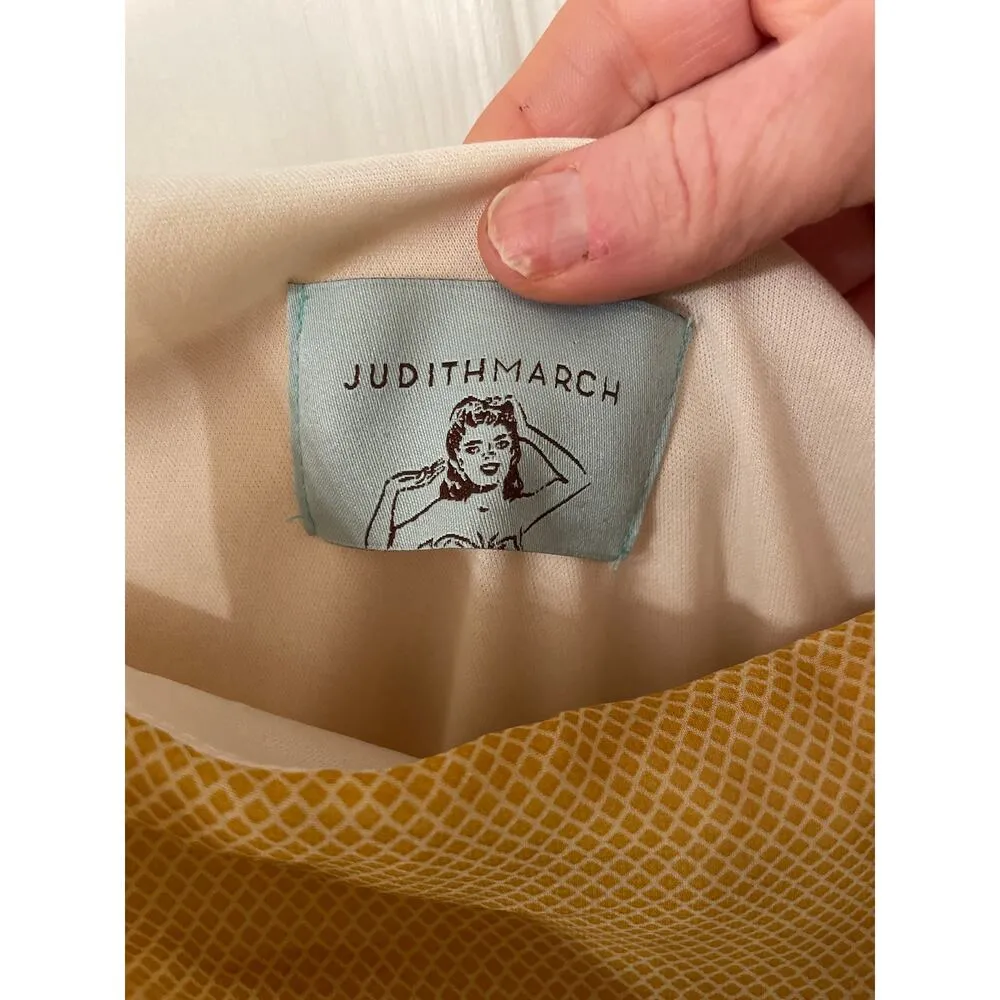 Judith March One Shoulder Chiffon Yellow Dress, Small - Image 3