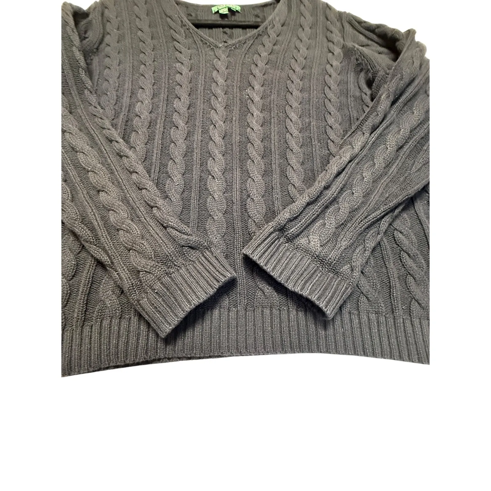 Lauren‎ Ralph Lauren Black Cable Knit V Neck Cotton Sweater Plus Size 2X - Image 4